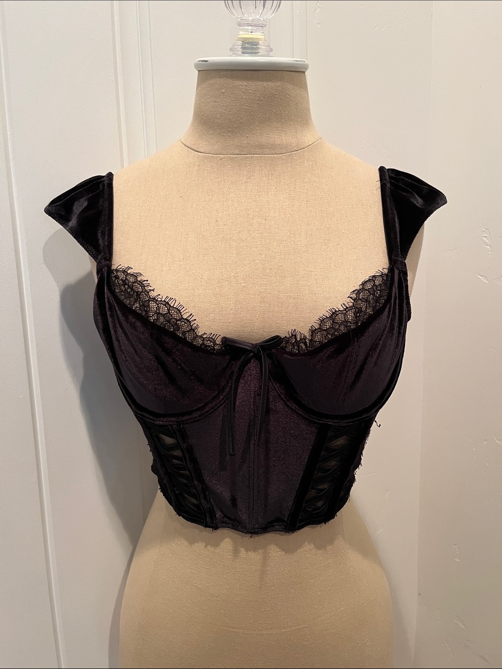 Victoria Secret Black Lace-Trim Corset Top - Women Intimates & Sleepwear